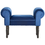 HOCKER Samt Kiefer Blau, Schwarz  - Blau/Schwarz, Trend, Holz/Textil (76/54/30cm) - Xora