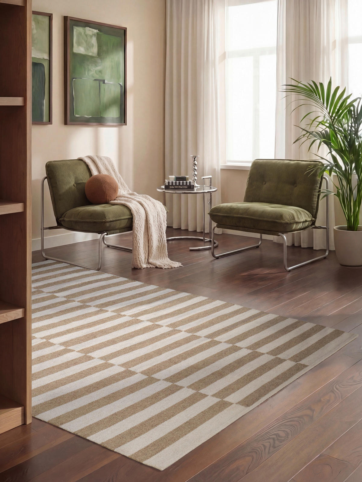 HANDWEBTEPPICH 160/230 cm Vika Weiß, Beige rechteckig  - Beige/Weiß, Basics, Textil (160/230cm) - Hanse Home