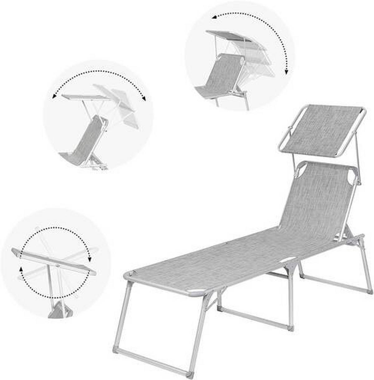 ZAHRADNÍ LEHÁTKO kov, textil - světle šedá/barvy hliníku, Moderní, kov/textil (65/48/200cm) - Modante