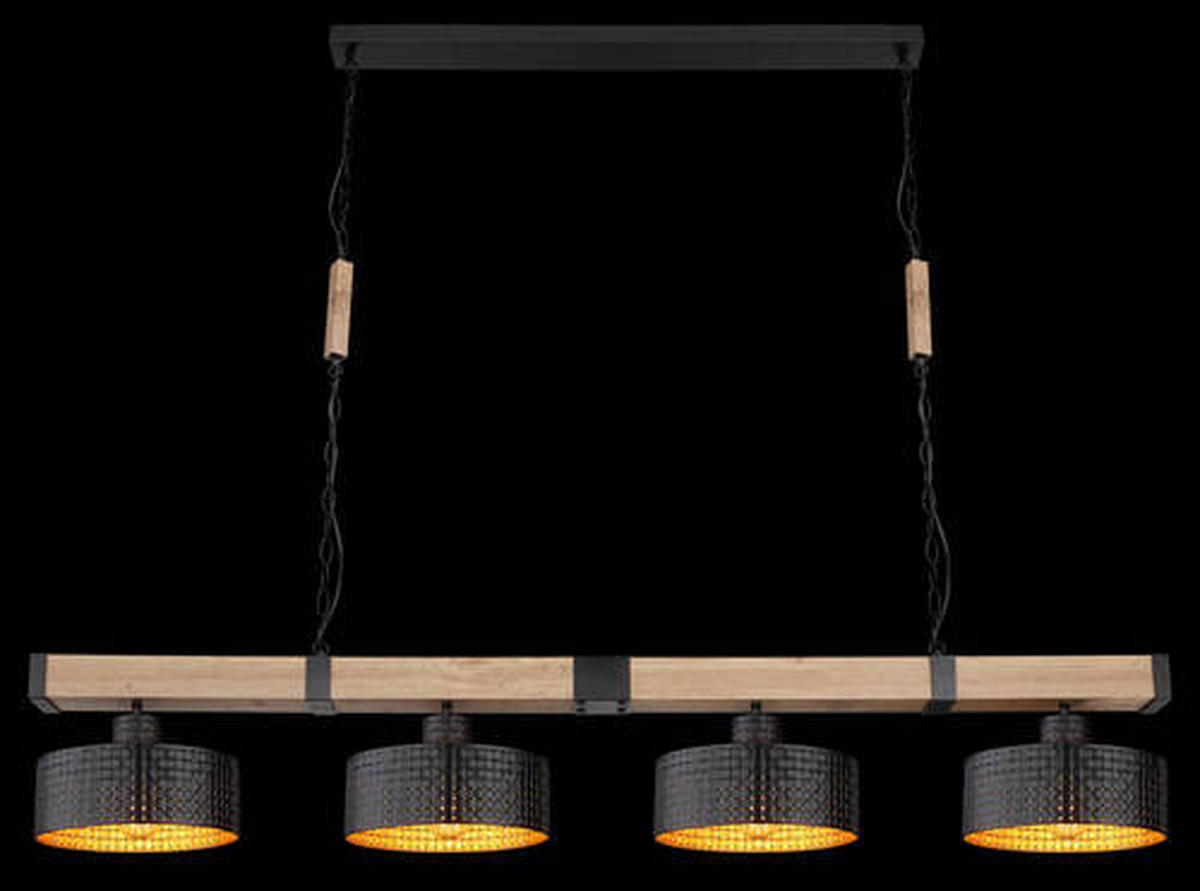 HÄNGLAMPA Rielly 140/25/120 cm  - svart/mörkbrun, Natur, metall/trämaterial (140/25/120cm) - Globo