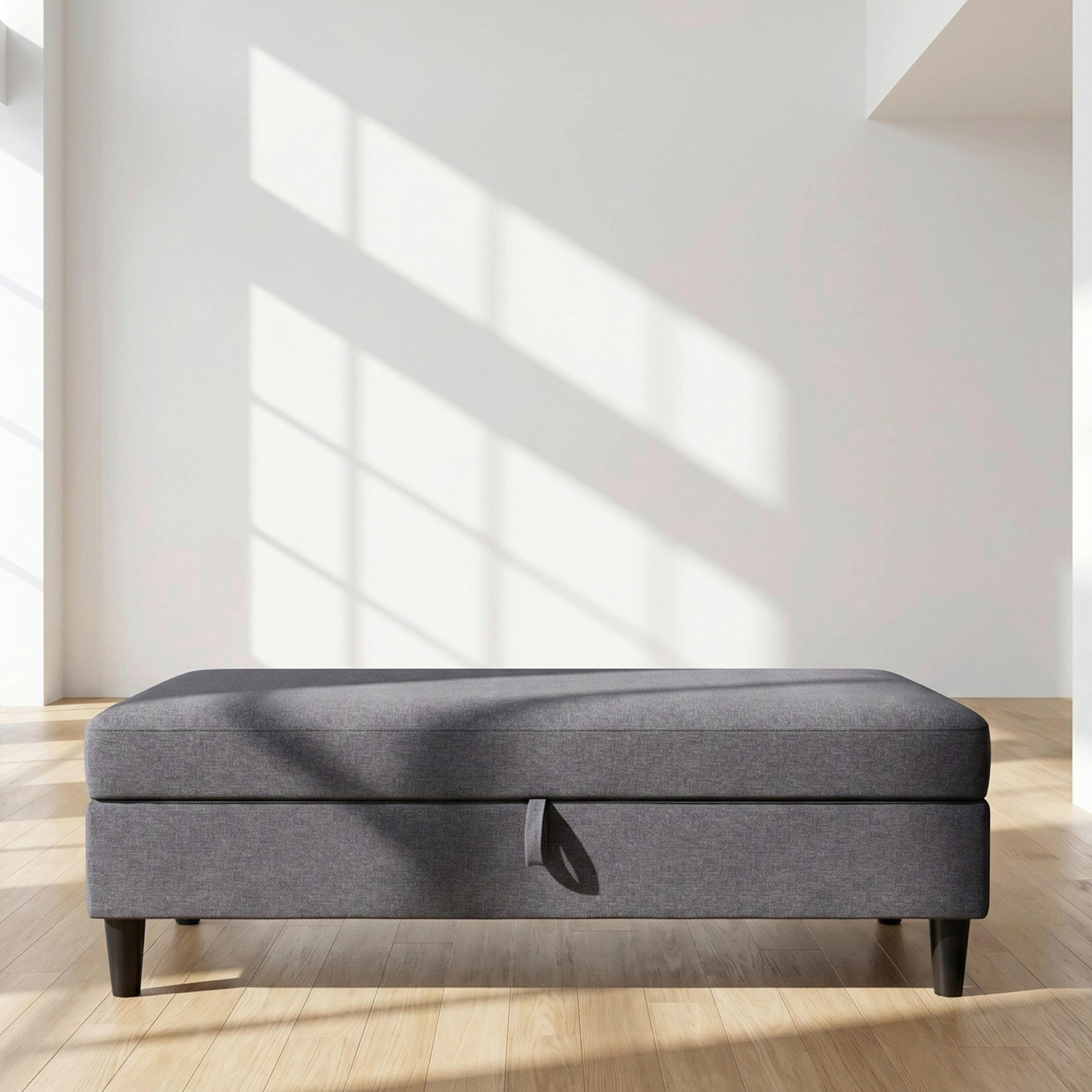HOCKER HANNOVER Webstoff, Leinenoptik Grau  - Schwarz/Grau, Basics, Kunststoff/Textil (130/43/69cm) - Livetastic