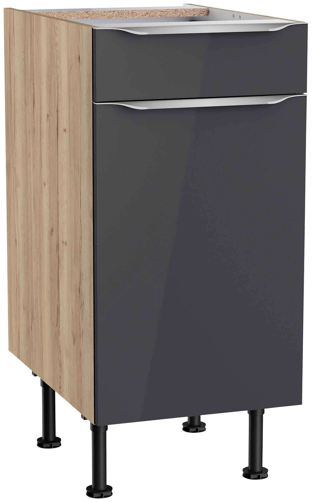 KÜCHENBLOCK 270 cm   in Anthrazit, Eichefarben  - Edelstahlfarben/Eichefarben, Basics, Holzwerkstoff/Metall (270cm) - Optifit
