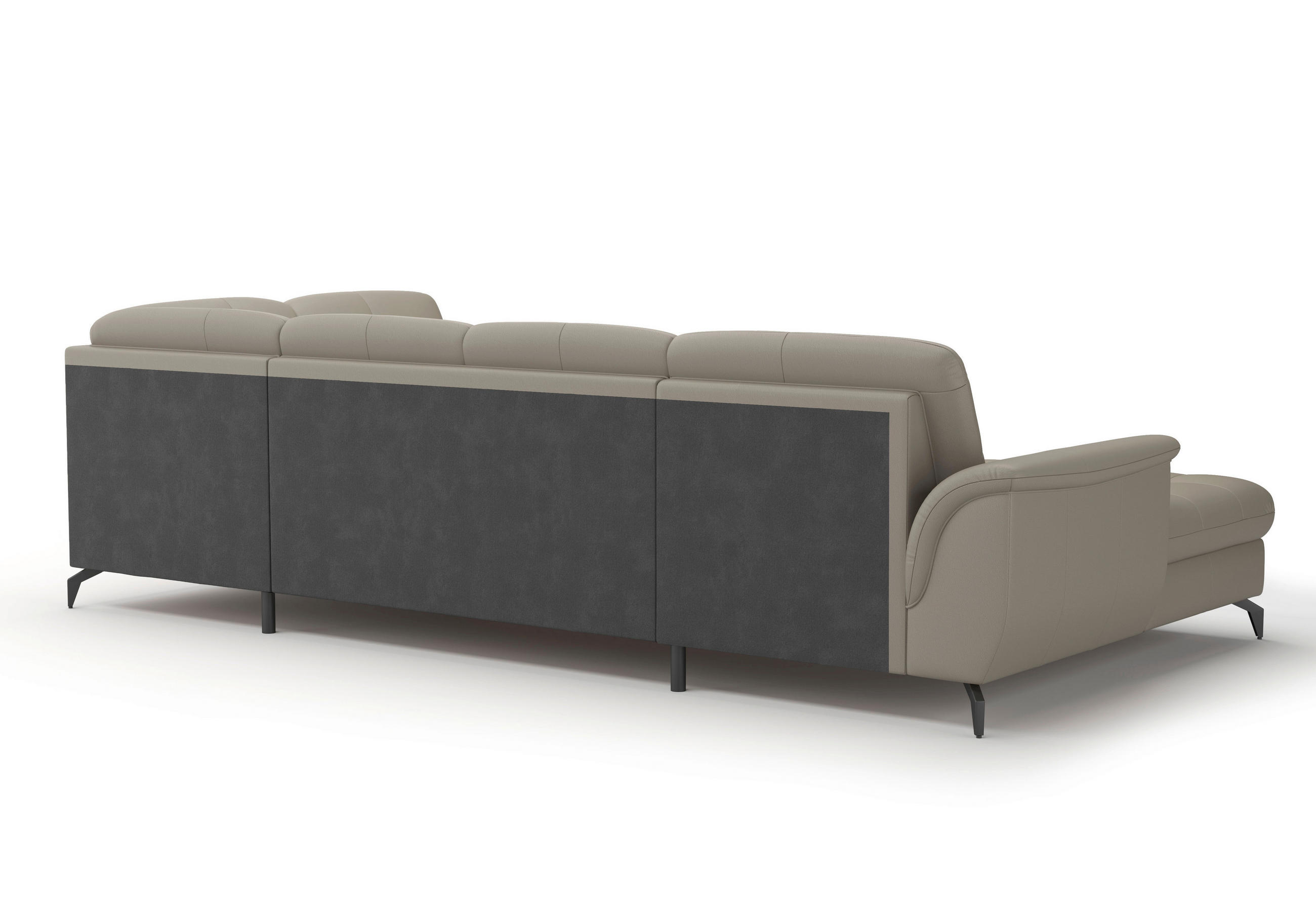 WOHNLANDSCHAFT in Vliesstoff Kombination Echtleder/Stoff Grau  - Schwarz/Grau, Modern, Leder/Textil (164/319/212cm) - Sit & More