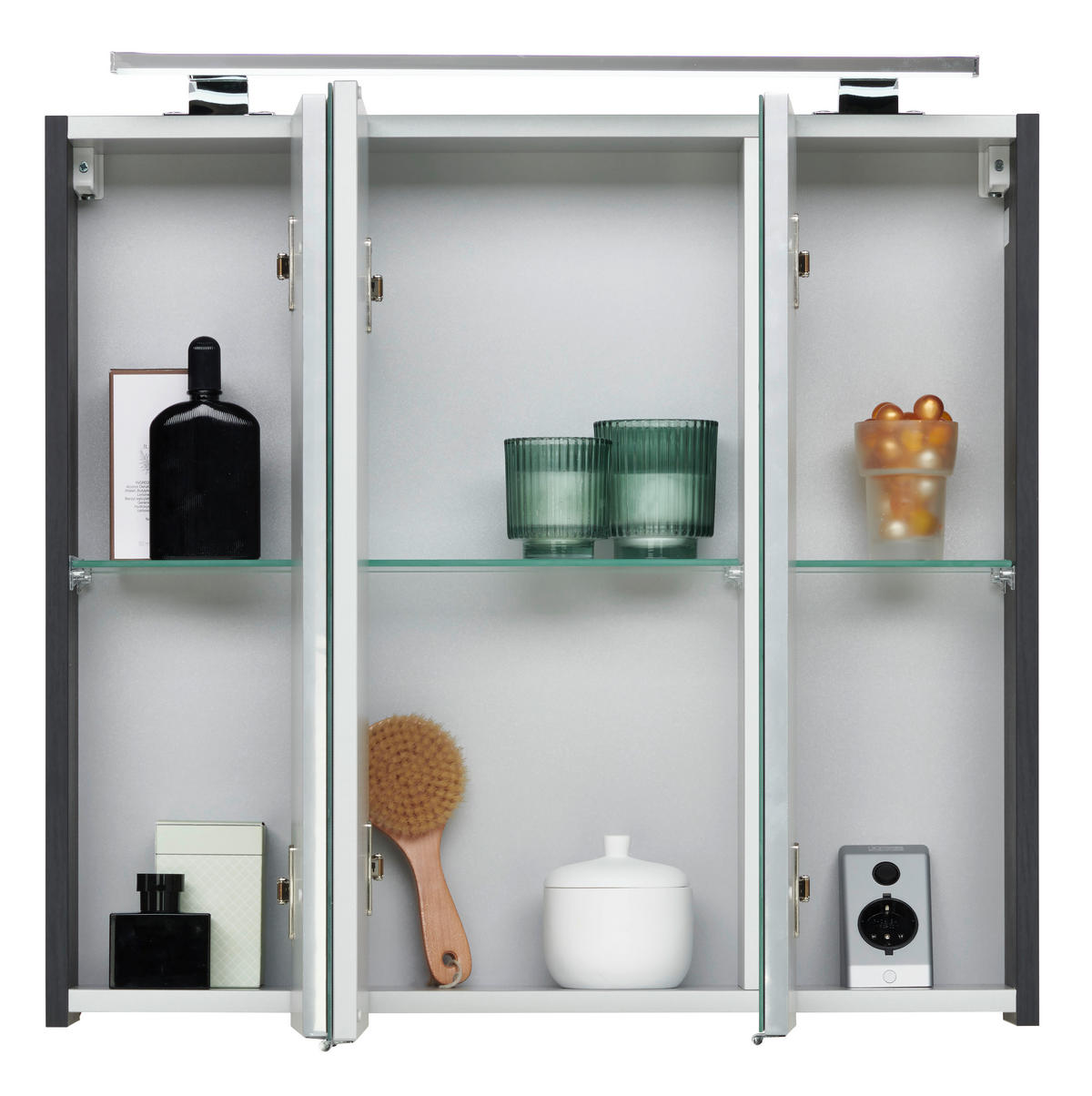 BADEZIMMER 3-teilig  in 72 cm  - Weiss/Schwarz, Design, Keramik/Holzwerkstoff (72cm) - Novel