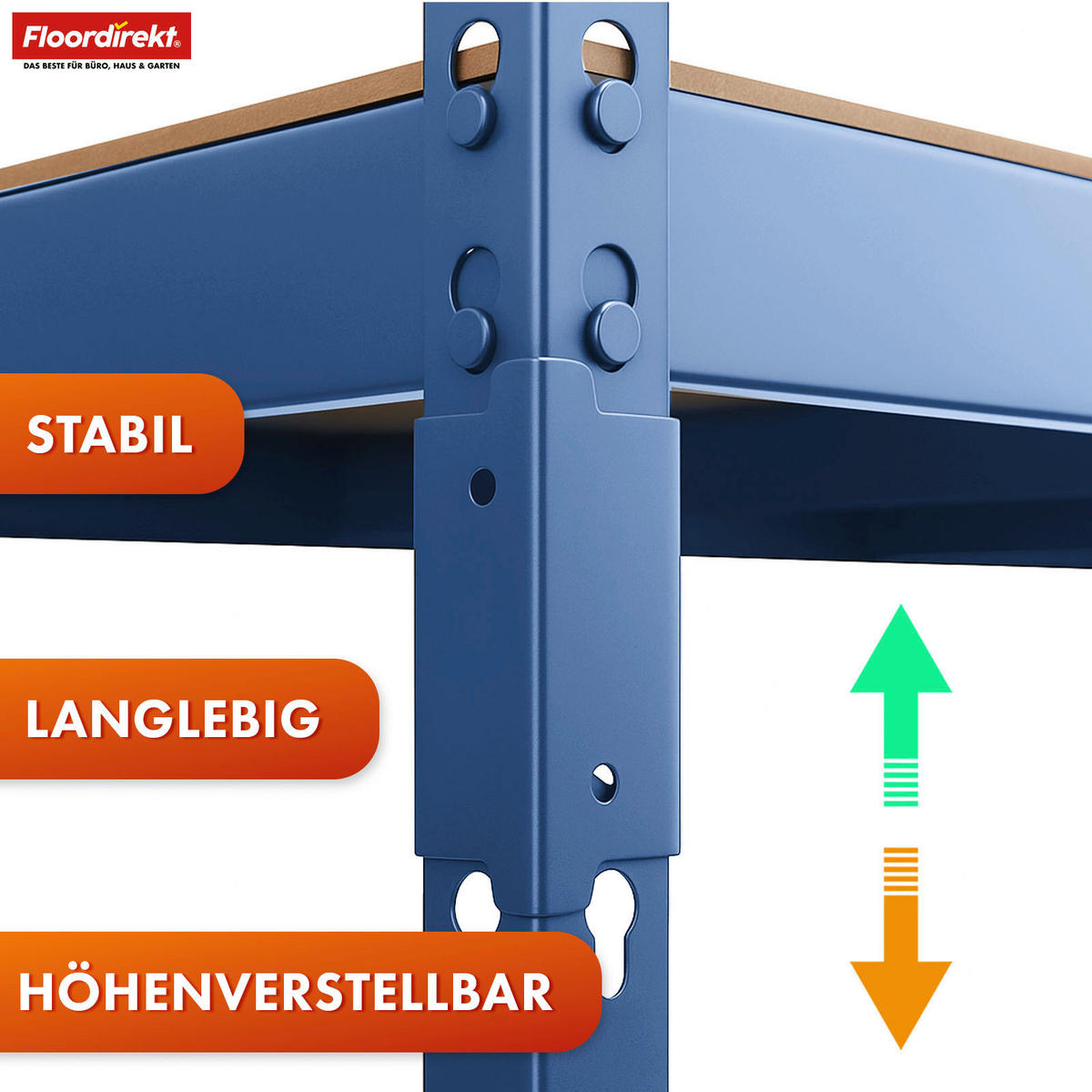 SCHWERLASTREGAL 90/180/60 cm  - Blau, Basics, Naturmaterialien/Metall (90/180/60cm) - Floordirekt