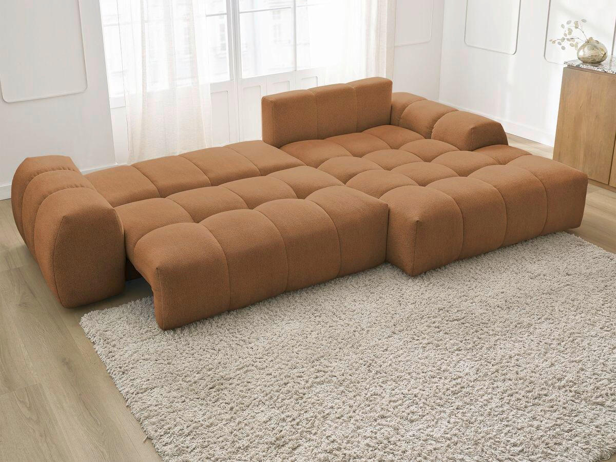 ECKSCHLAFSOFA EVEREST  mit Rücken echt, Armteil links, Armteil rechts Flachgewebe Orange  - Schwarz/Orange, MODERN, Kunststoff/Textil (318/180cm) - Livetastic