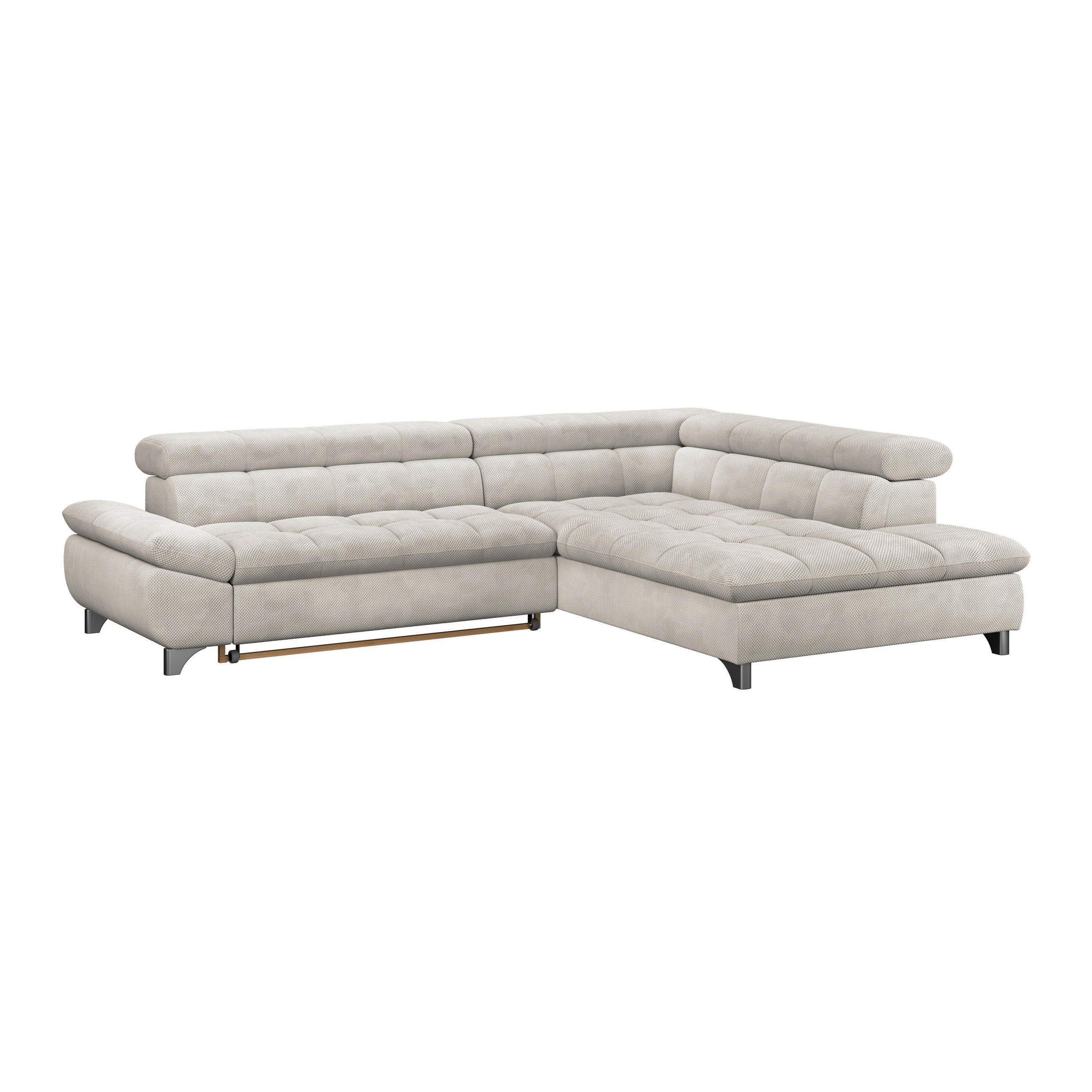 ECKSOFA Creme Chenille  - Chromfarben/Creme, KONVENTIONELL, Textil/Metall (312/234cm) - Livetastic
