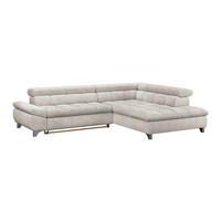 ECKSOFA Creme Chenille  - Chromfarben/Creme, KONVENTIONELL, Textil/Metall (312/234cm) - Livetastic
