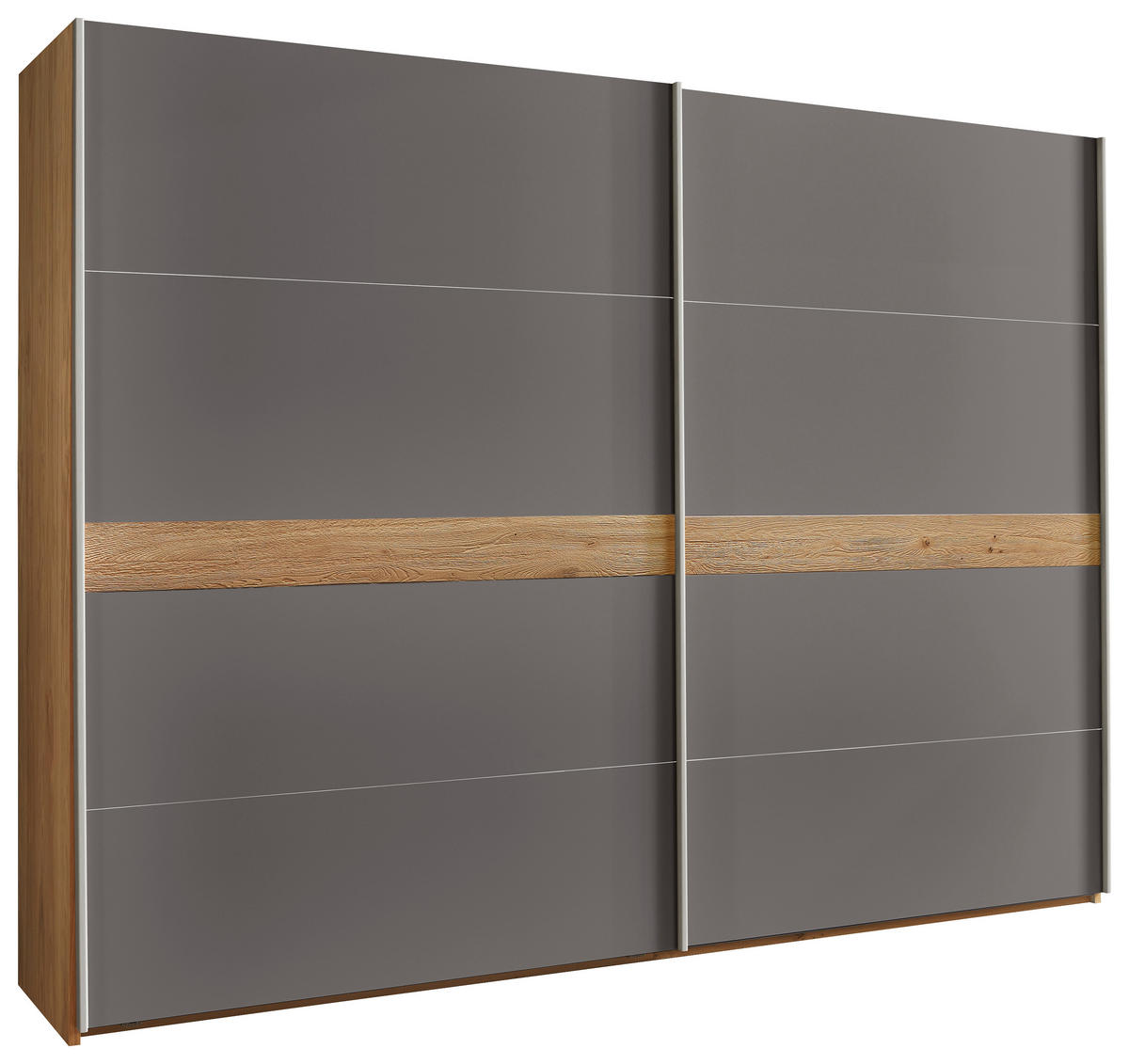 SCHWEBETÜRENSCHRANK  in Eichefarben, Dunkelgrau  - Eichefarben/Dunkelgrau, Design, Holz/Holzwerkstoff (301,3/230,4/68cm) - Novel