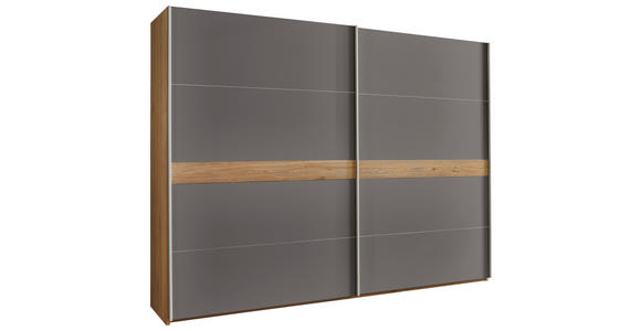 SCHWEBETÜRENSCHRANK in Eichefarben, Dunkelgrau - Eichefarben/Dunkelgrau, Design, Holz/Holzwerkstoff (301,3/230,4/68cm) - Novel