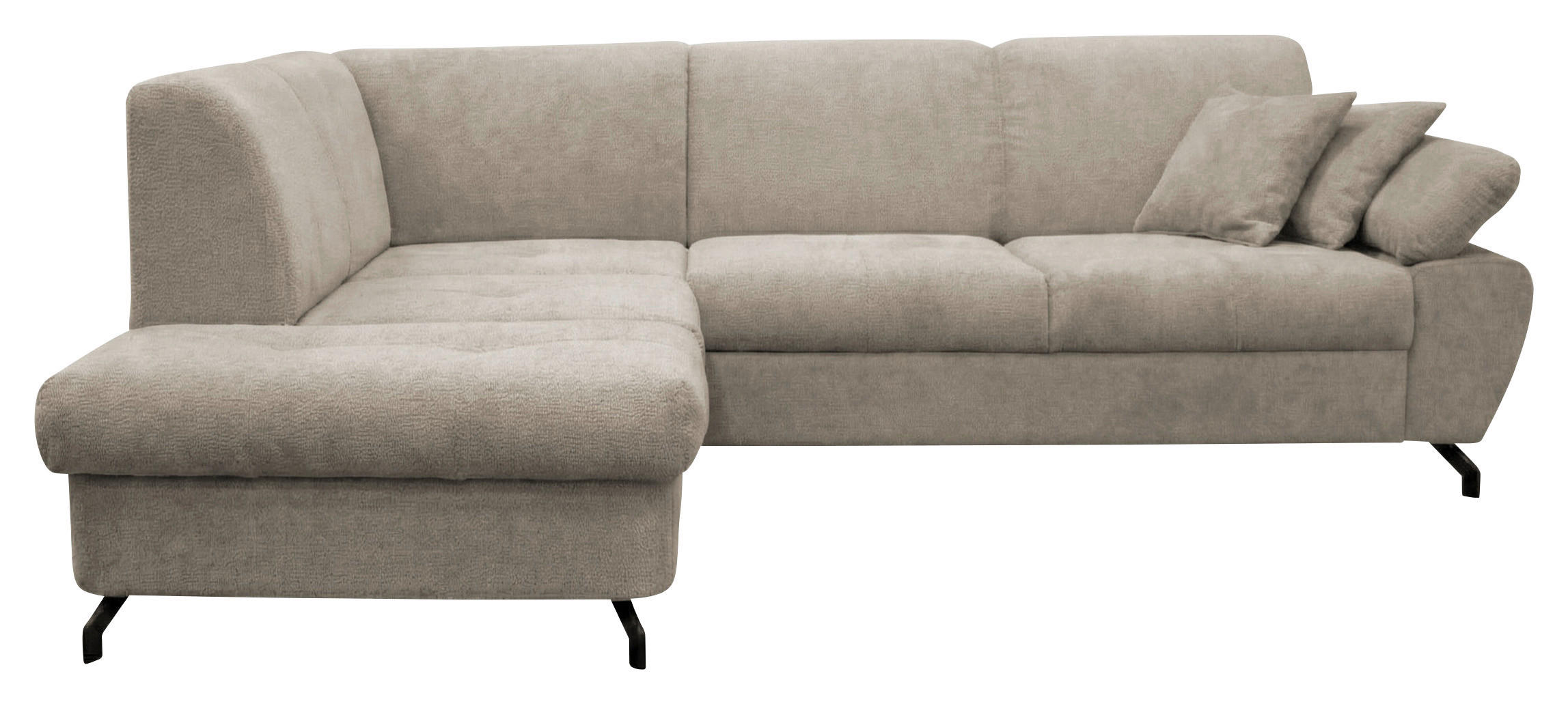 ECKSOFA CORA in Chenille Taupe  198/261 cm  - Taupe/Schwarz, Design, Textil/Metall (198/261cm) - MID.YOU