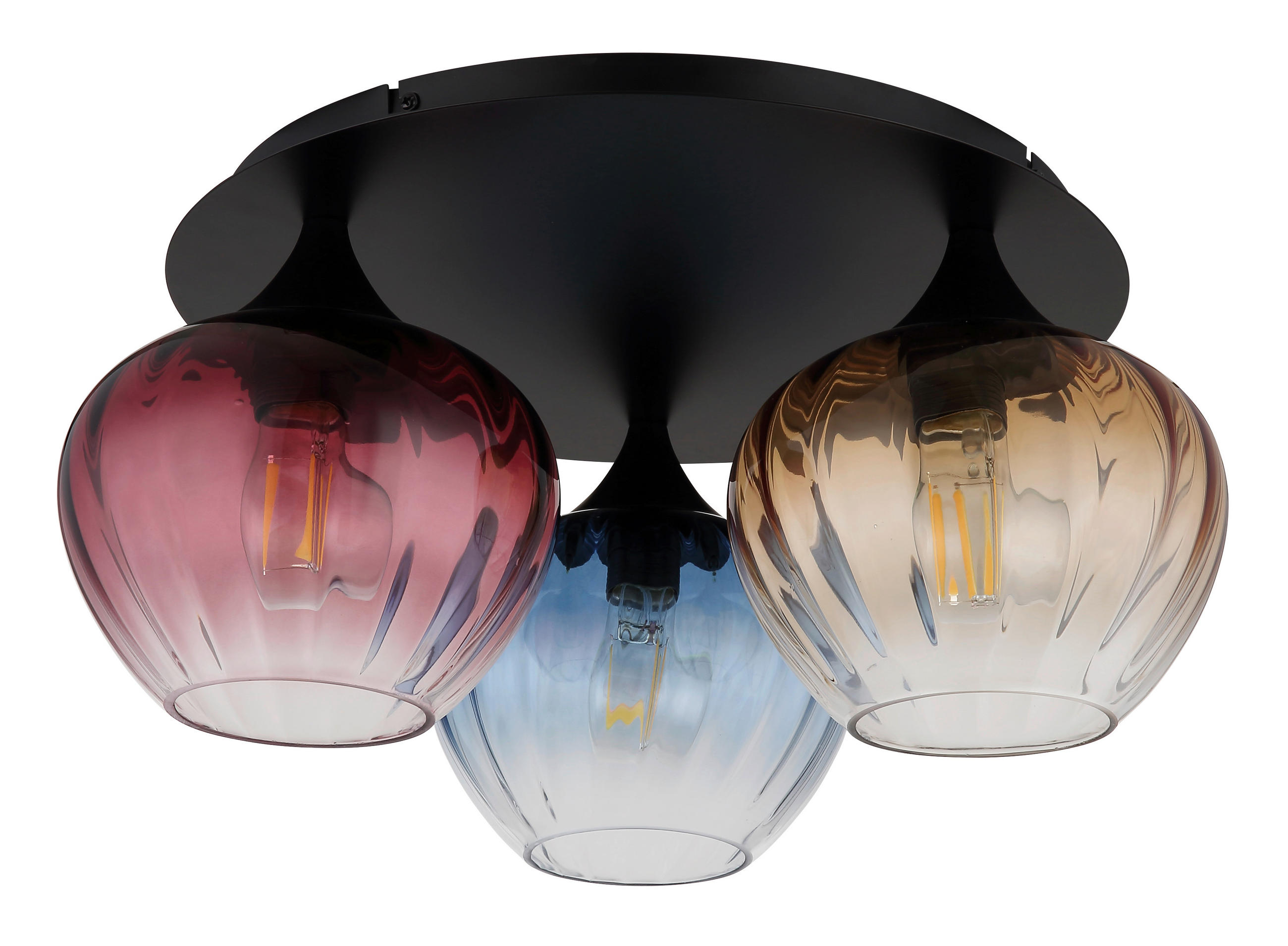 DECKENLEUCHTE  47/21,5 cm    - Klar/Schwarz, Basics, Glas/Textil (47/21,5cm) - Globo