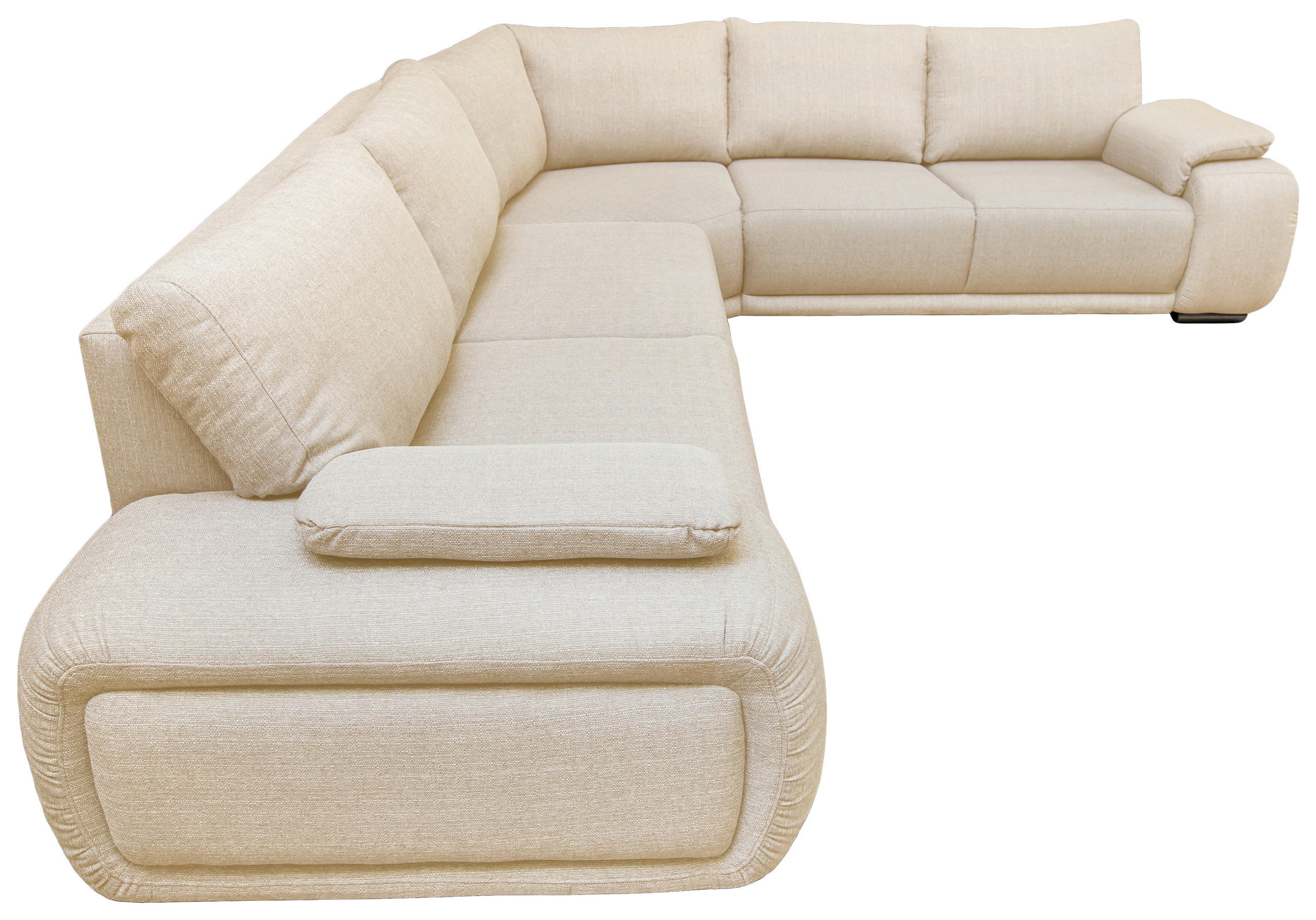 ECKSOFA Creme Struktur  - Chromfarben/Creme, KONVENTIONELL, Textil/Metall (280/310cm) - Carryhome