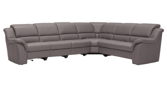 ECKSOFA in Echtleder Grau  - Chromfarben/Grau, KONVENTIONELL, Leder/Kunststoff (324/260cm) - Cantus