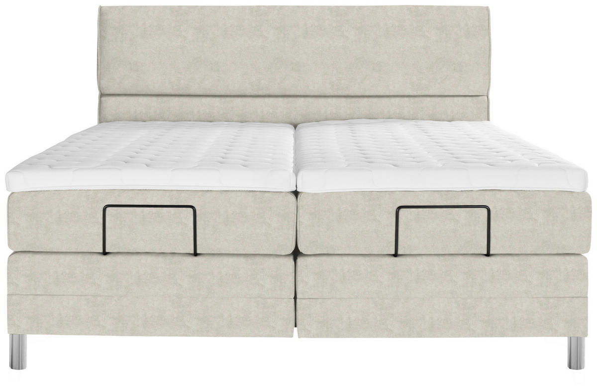BOXSPRINGBETT 180/200 cm  in Ecru  - Chromfarben/Ecru, KONVENTIONELL, Kunststoff/Textil (180/200cm) - Voleo