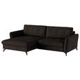 ECKSOFA in Flachgewebe, Leinenoptik Dunkelbraun  - Dunkelbraun/Schwarz, Design, Textil/Metall (170/242cm) - Xora