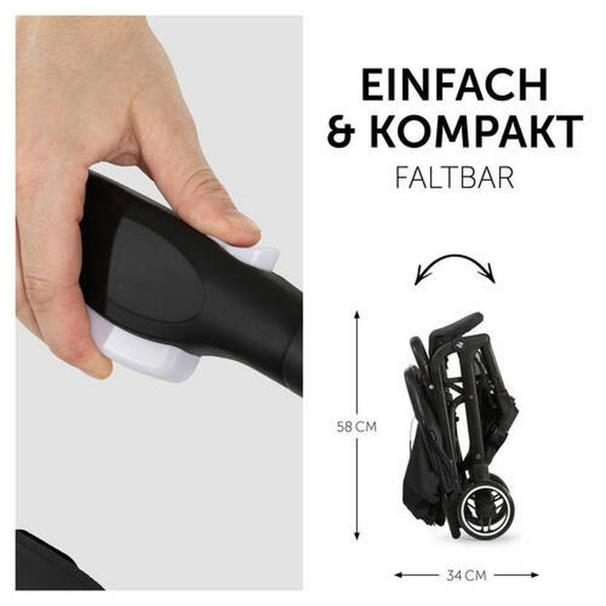 BUGGY Travel N Care  - Schwarz, Basics, Metall (86/50/104cm) - Hauck