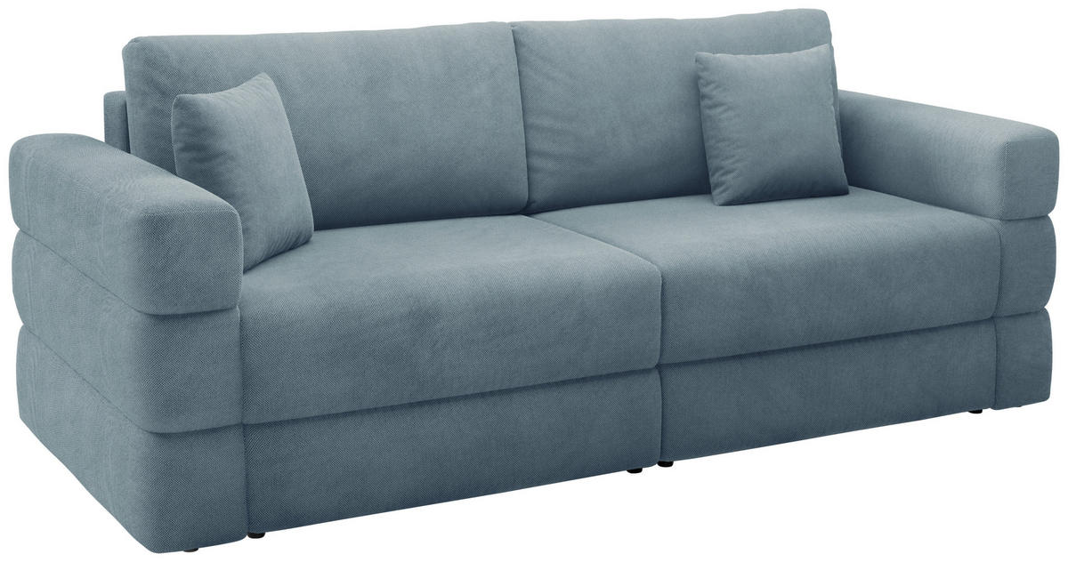 SCHLAFSOFA TERAZZO in Webstoff Blau  - Blau/Schwarz, Design, Kunststoff/Textil (254/93/167cm) - Livetastic