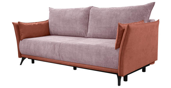 SCHLAFSOFA Cord, Flachgewebe Rosa - Schwarz/Rosa, KONVENTIONELL, Textil/Metall (223/72/100cm) - Carryhome