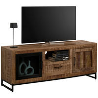 TV-SZEKRÉNY 145/57/40 cm  - natúr/fekete, Romantik / Landhaus, Üveg/fa (145/57/40cm) - Carryhome