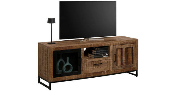 LOWBOARD Naturfarben 145/57/40 cm - Schwarz/Naturfarben, ROMANTIK / LANDHAUS, Glas/Holz (145/57/40cm) - Carryhome