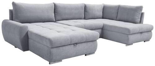ECKSOFA Hellgrau Velours  - Chromfarben/Hellgrau, Design, Kunststoff/Textil (174/322/173cm) - Livetastic