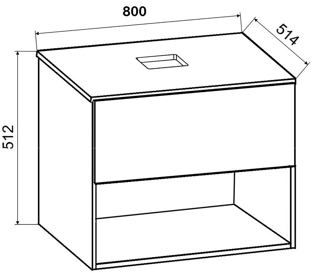 TVÄTTSTÄLL MED KOMMOD 80 cm  - honungsek/vit, Modern, trämaterial/keramik (80cm) - MID.YOU