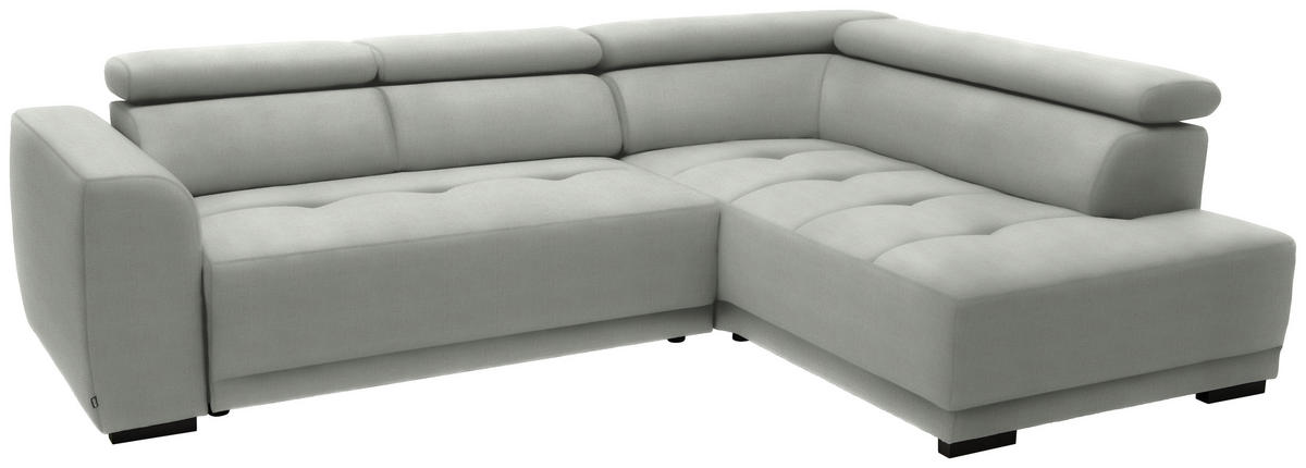 ECKSOFA in Struktur Silberfarben  - Silberfarben/Schwarz, Design, Kunststoff/Textil (284/205cm) - MID.YOU
