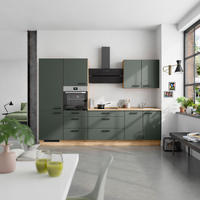 KÜCHENBLOCK Easytouch 300 cm  in Eichefarben, Dunkelgrün  - Dunkelgrün/Eichefarben, MODERN, Holzwerkstoff/Metall (300cm) - Nobilia