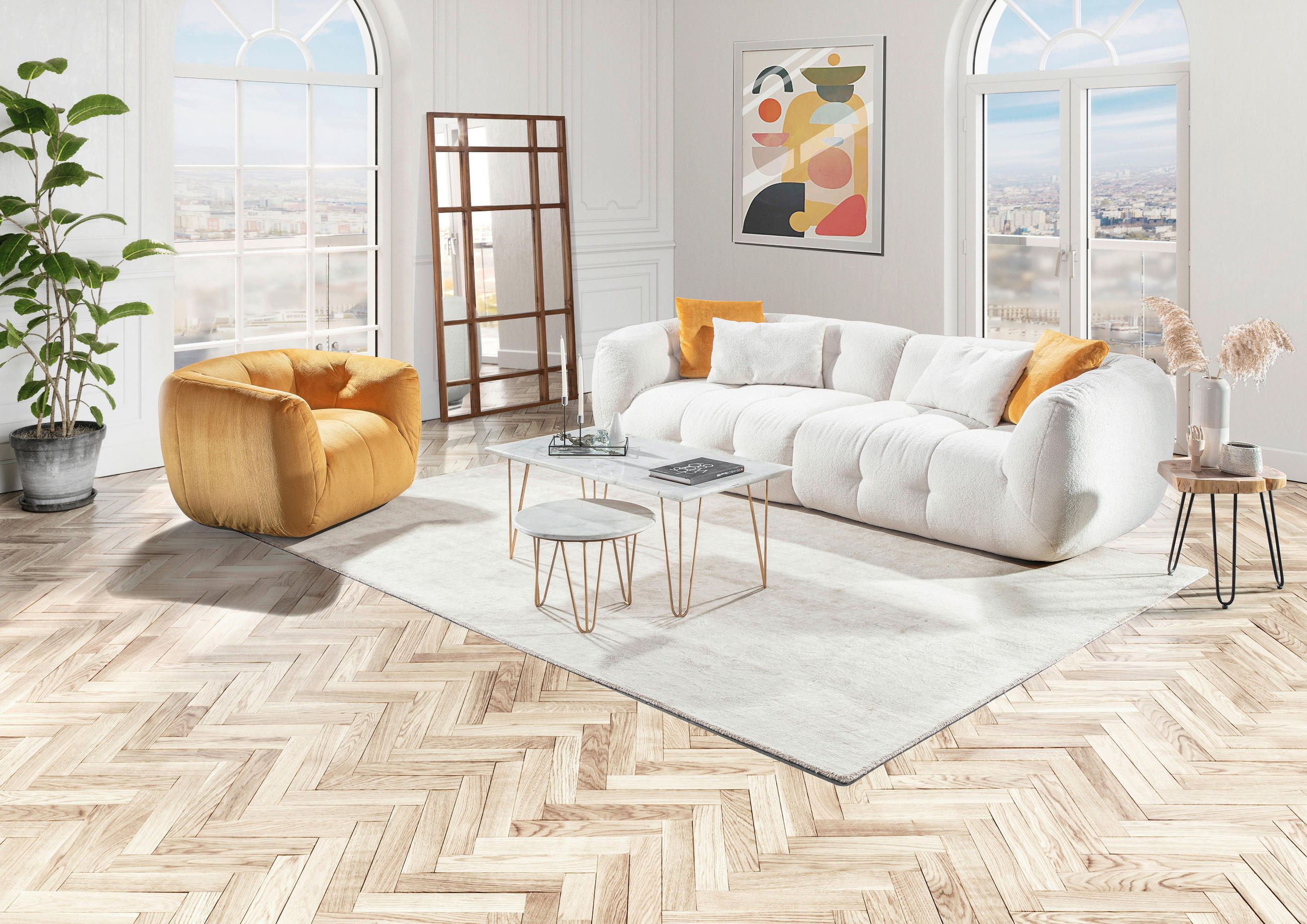 BIG SOFFA i flatväv vit  - vit/svart, Design, textil/plast (280/74/110cm) - Xora