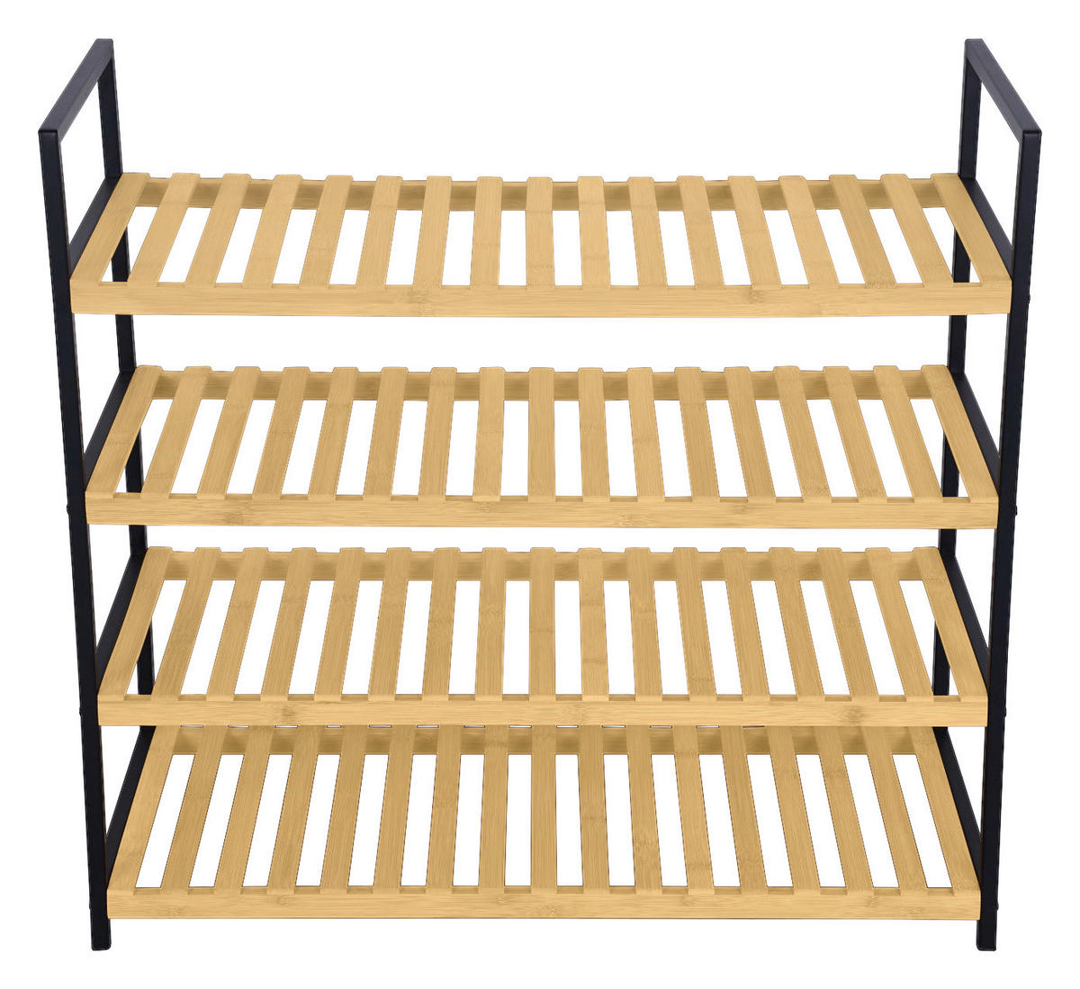 SCHUHREGAL Naturfarben, Schwarz  - Schwarz/Naturfarben, Basics, Naturmaterialien/Metall (70/64,5/30cm) - Carryhome