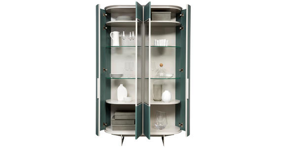VITRINE in Türkis, Beige - Türkis/Beige, Design, Glas/Holzwerkstoff (120/205/45cm) - Ambiente