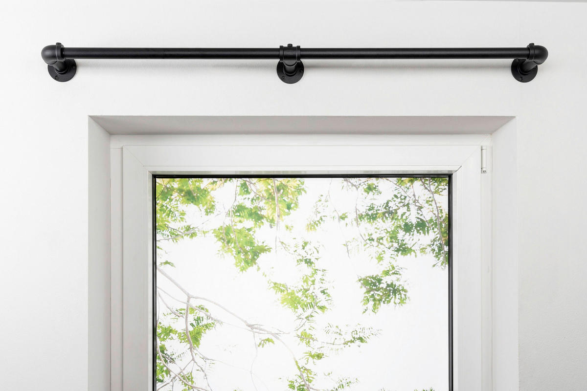 VORHANGSTANGENSET 160 cm  - Schwarz, Design, Metall (160cm)