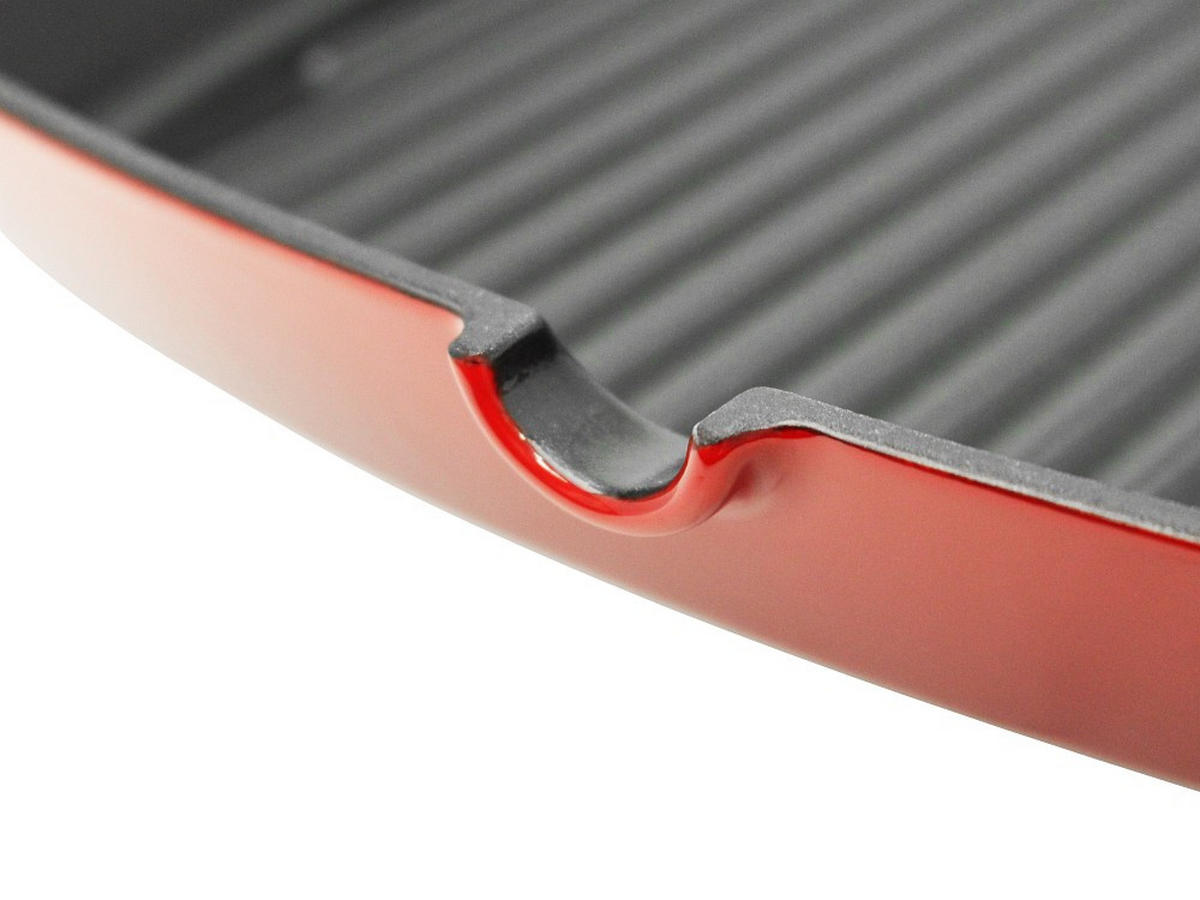 GRILLPFANNE Gusseisen Emaille  - Kirschrot, Basics, Metall (28/28cm) - ELO