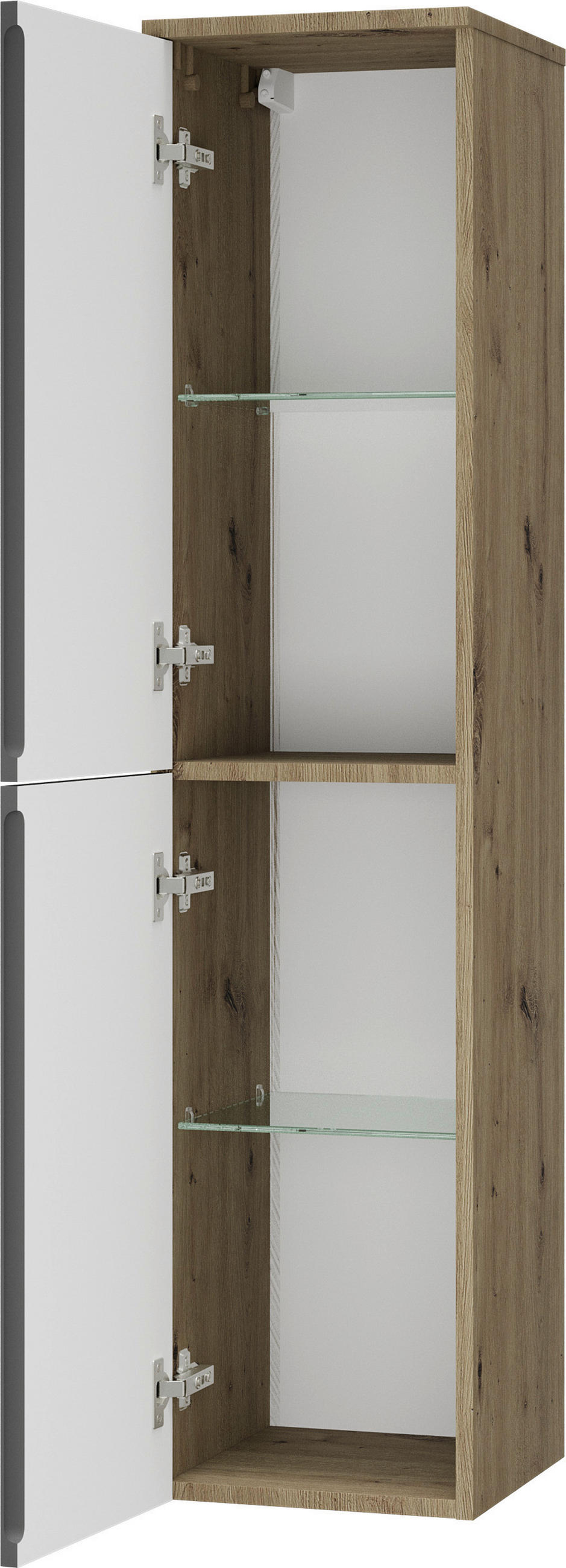 MIDI SKŘÍŇKA, antracitová, barvy dubu, 30/132/32 cm - barvy dubu/antracitová, Moderní, kompozitní dřevo/sklo (30/132/32cm) - Stylife