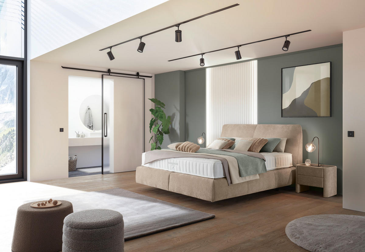 BOXSPRINGBETT 200/200 cm  in Beige  - Beige/Schwarz, Design, Kunststoff/Textil (200/200cm) - Johann Jakob