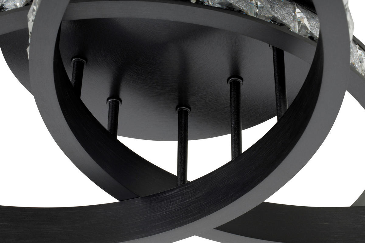 LED-DECKENLEUCHTE Elora 64/15 cm  - Schwarz, Design, Glas/Metall (64/15cm) - Novel