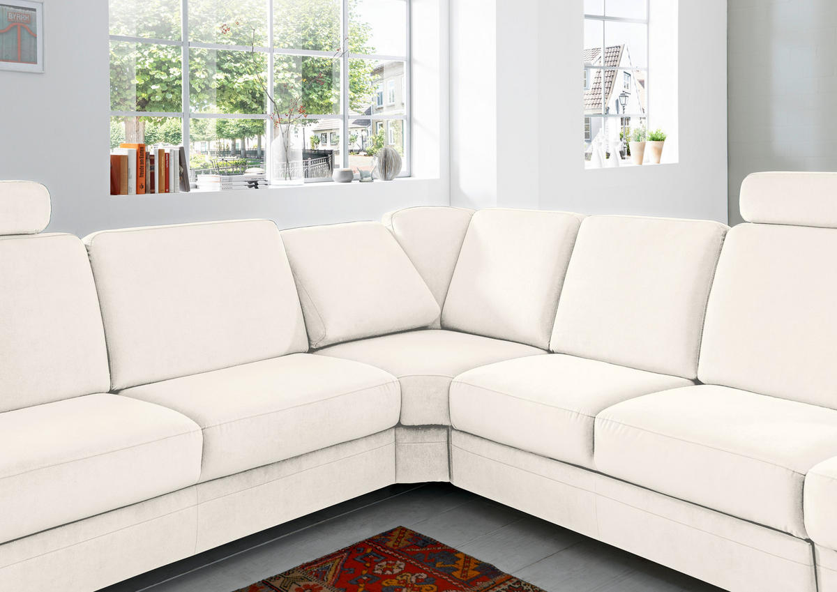 ECKSOFA in Flachgewebe Naturfarben  - Alufarben/Naturfarben, Konventionell, Textil/Metall (269/287cm) - Beldomo System