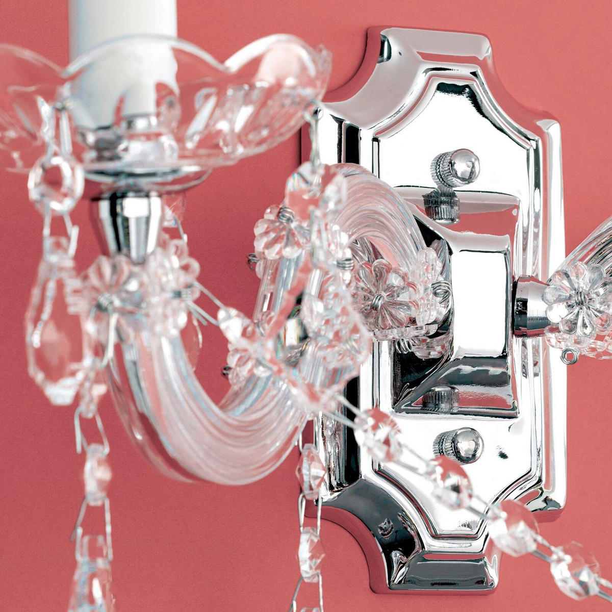 KRISTALL-WANDLEUCHTE     - Silberfarben, LIFESTYLE, Glas/Metall (36,0/25,0/23,0cm)