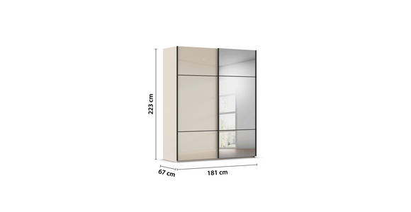 SCHWEBETÜRENSCHRANK 181/223/68 cm 2-türig Champagner - Champagner/Schwarz, KONVENTIONELL, Glas/Holzwerkstoff (181/223/68cm) - Novel