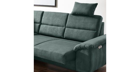 WOHNLANDSCHAFT Dunkelgrün Lederlook - Dunkelgrün/Schwarz, KONVENTIONELL, Textil/Metall (194/257cm) - Cantus