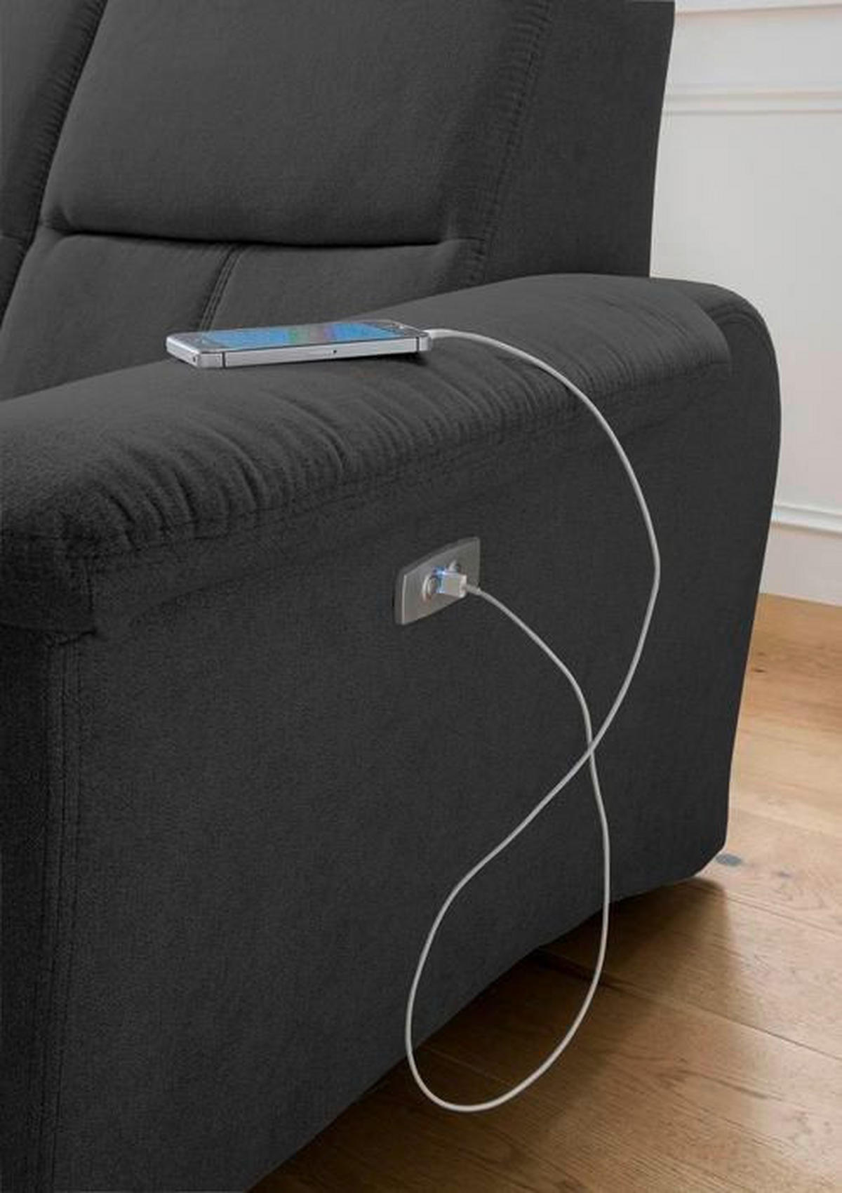 ECKSOFA in Mikrofaser Schwarz  - Chromfarben/Schwarz, Modern, Textil/Metall (165/231cm) - Livetastic