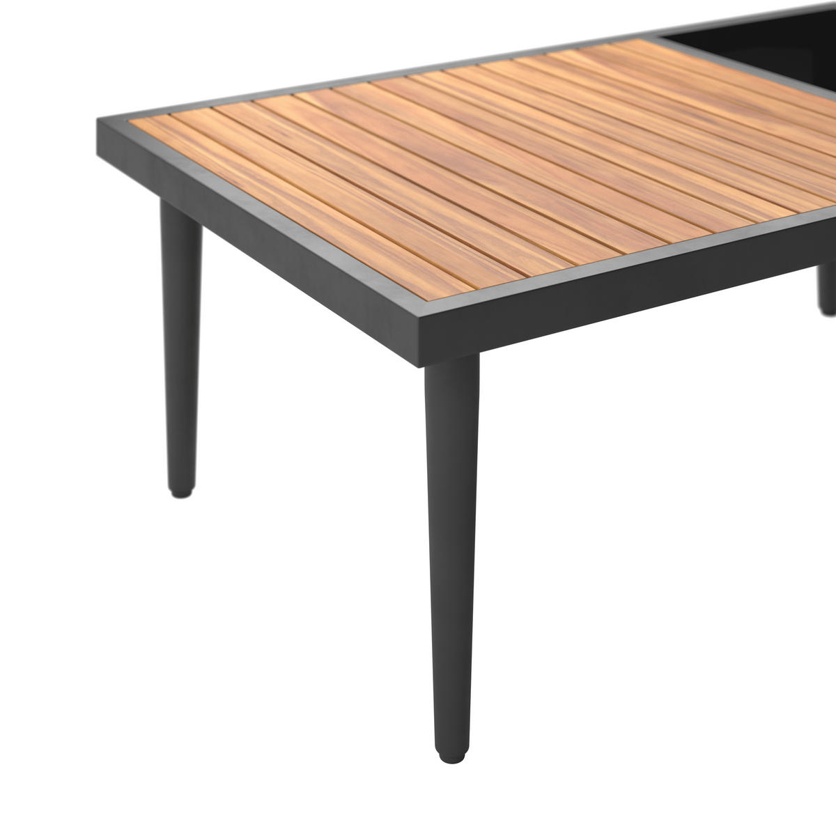 LOUNGEGARNITUR  185/146,5 cm  Akazie vollmassiv Carbonstahl  - Schwarz/Akaziefarben, MODERN, Glas/Holz (185/146,5cm) - Beldano