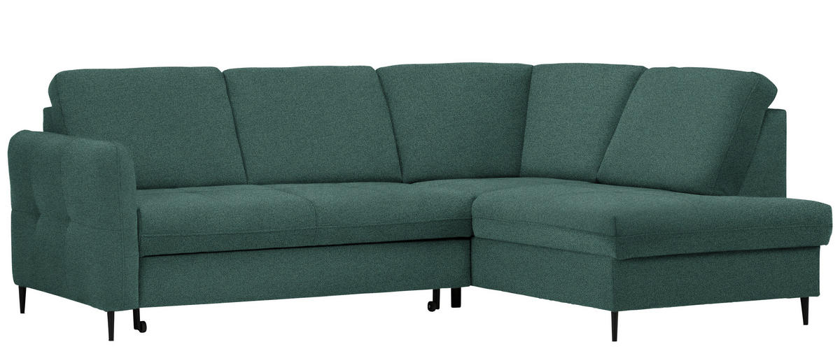 ECKSOFA in Chenille Grün  - Schwarz/Grün, Modern, Holz/Textil (241/184cm) - Carryhome