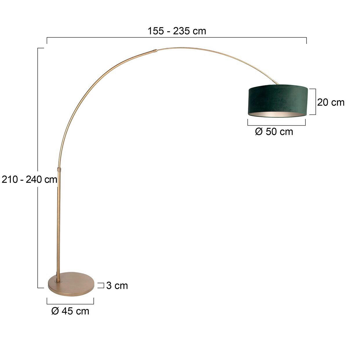 STEHLEUCHTE - Bronzefarben/Grün, Trend, Leder/Metall (50/240/230cm)