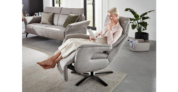 RELAXSESSEL in Textil Hellgrau  - Hellgrau/Schwarz, KONVENTIONELL, Textil/Metall (70/117/85cm) - Dieter Knoll
