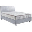 BOXSPRINGBETT 140/200 cm  in Hellgrau  - Chromfarben/Hellgrau, KONVENTIONELL, Kunststoff/Textil (140/200cm) - Hom`in