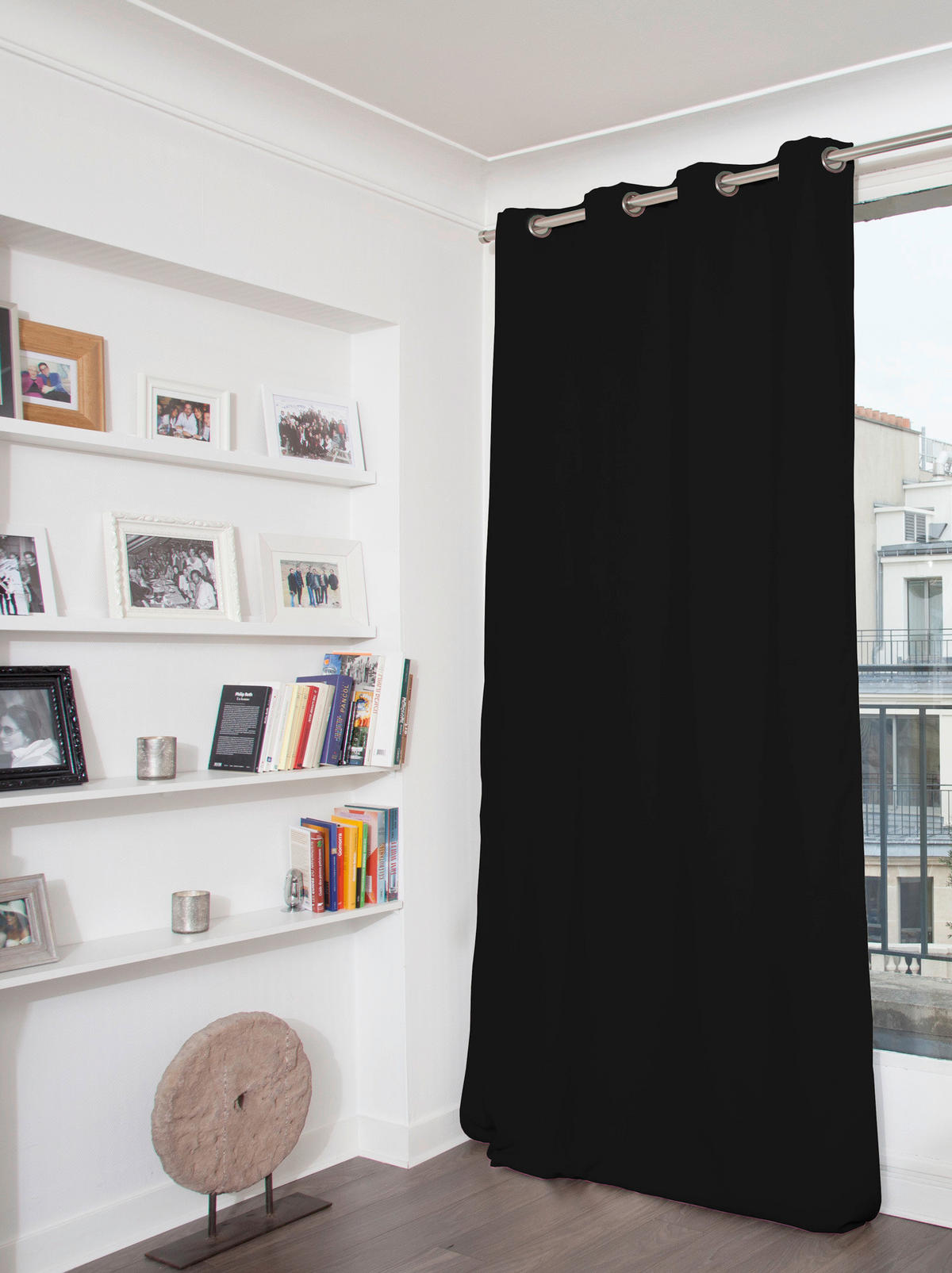 LÄRMSCHUTZVORHANG black-out (lichtundurchlässig) 145/260 cm   - Schwarz, Basics, Textil/Metall (145/260cm)