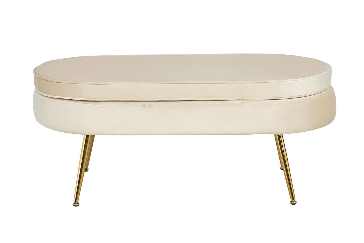 HOCKER Samt Beige  - Beige/Goldfarben, MODERN, Textil/Metall (99/40/44cm) - Livetastic