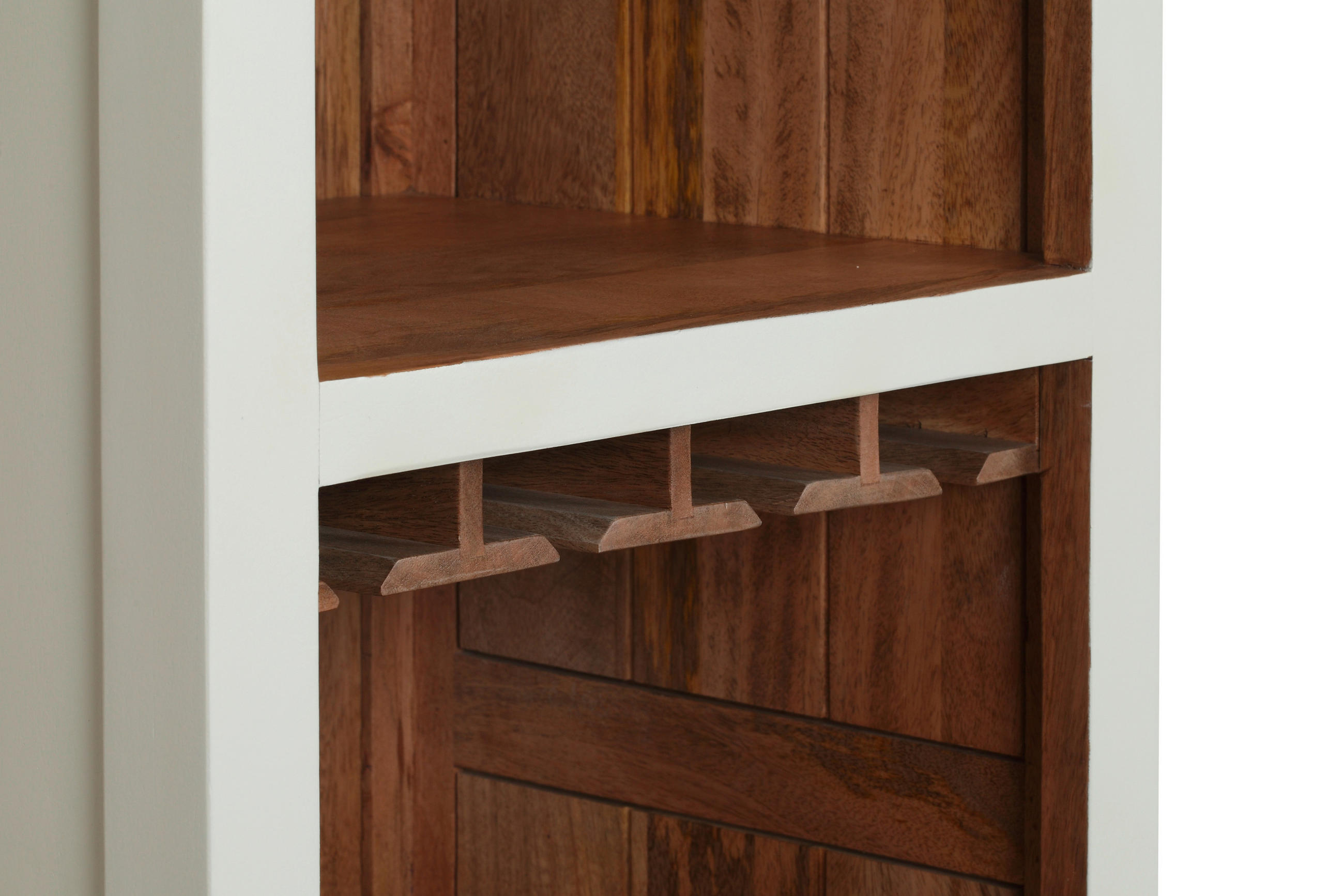 BARSCHRANK Akazie, Mangoholz vollmassiv Naturfarben, Weiß  - Schwarz/Naturfarben, ROMANTIK / LANDHAUS, Holz/Metall (60/190/45cm) - Landscape